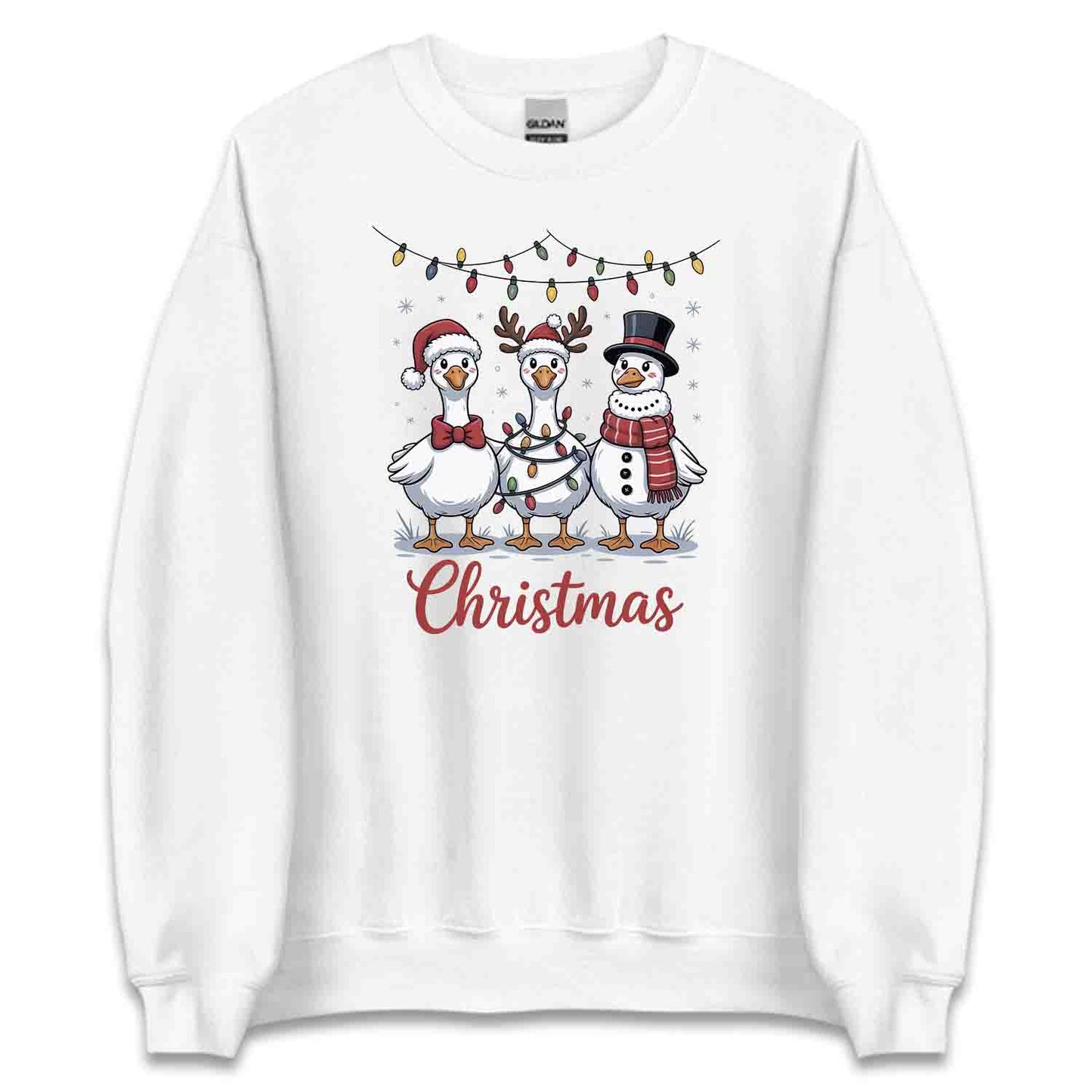 Christmas Geese T-Shirt, Holiday Goose Family Sweatshirt, Festive Santa Hoodie | PRODUCT CODE: GCSBVCSAX
