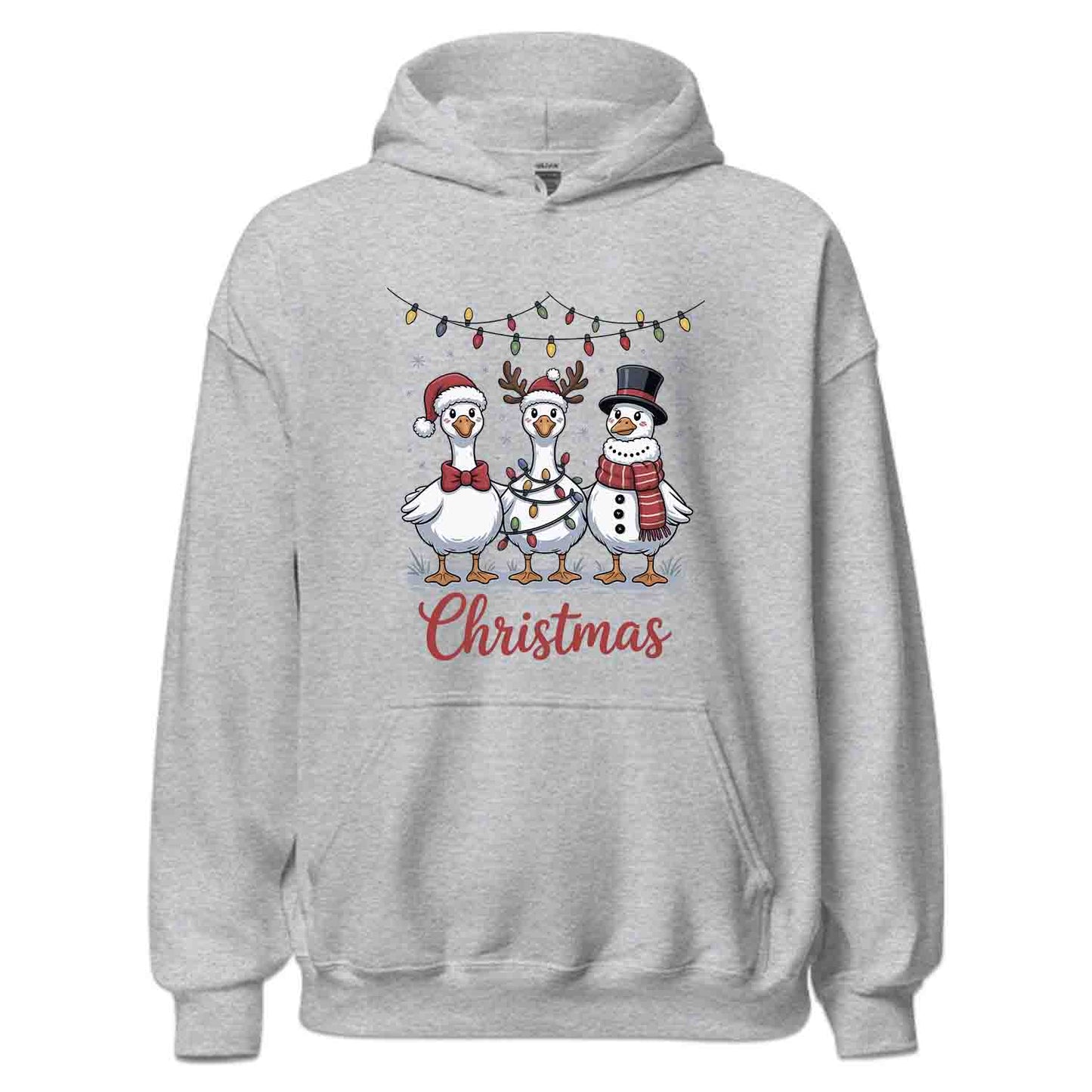 Christmas Geese T-Shirt, Holiday Goose Family Sweatshirt, Festive Santa Hoodie | PRODUCT CODE: GCSBVCSAX