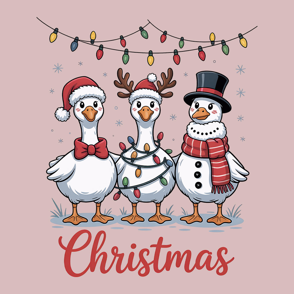 Christmas Geese T-Shirt, Holiday Goose Family Sweatshirt, Festive Santa Hoodie | PRODUCT CODE: GCSBVCSAX