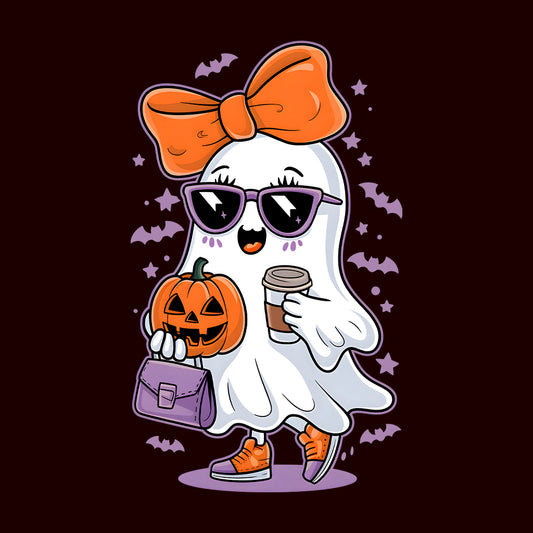Cute Girly Ghost T-Shirt, Spooky Chic Sweatshirt, Pumpkin Coffee Hoodie | PRODUCT CODE: GKLWRYIHCN