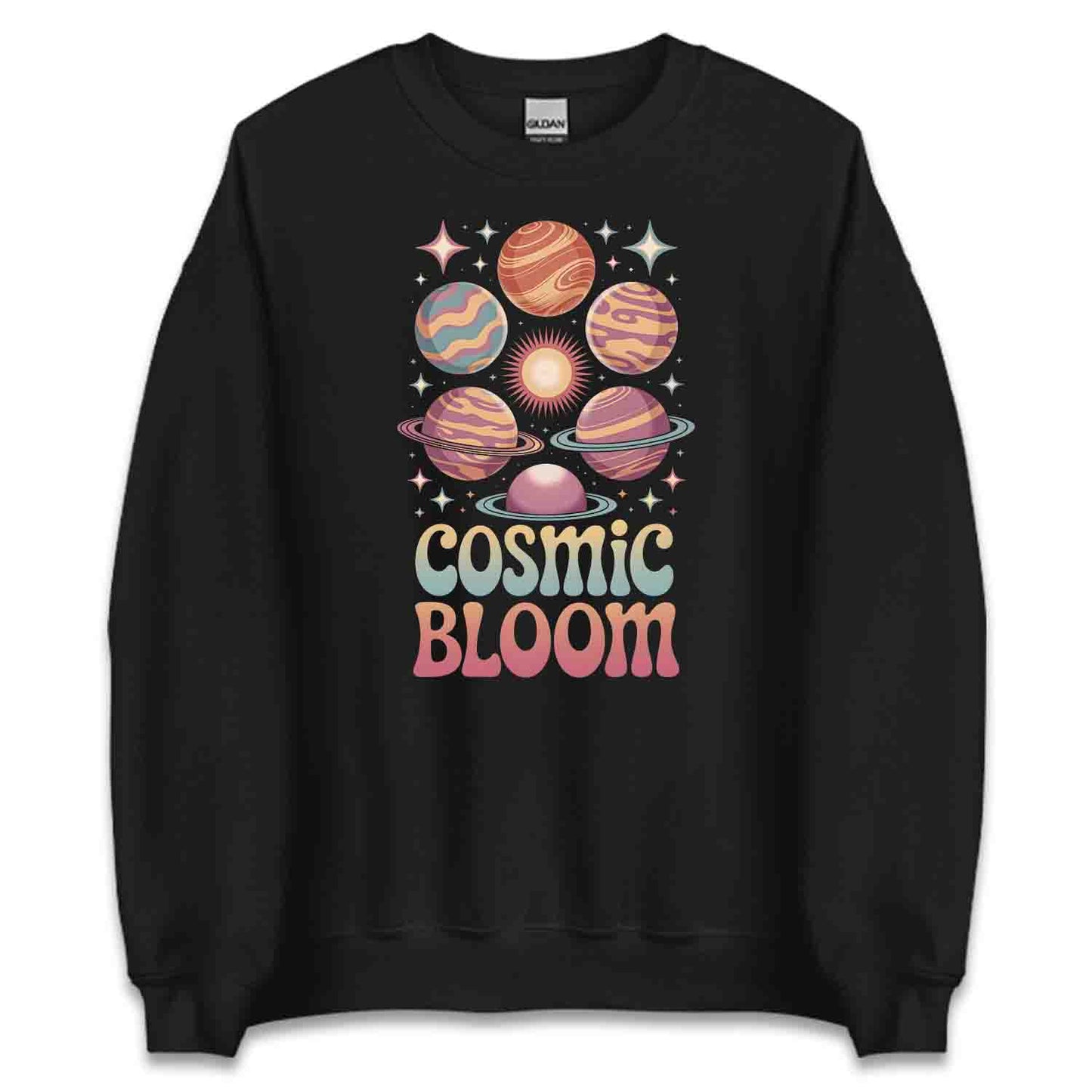 Groovy Cosmic Bloom T-Shirt, Retro Space Sweatshirt, Psychedelic Planet Hoodie | PRODUCT CODE: GKQHGWE