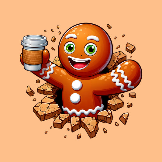 Gingerbread Breaking Through Wall Xmas 3D Gingerbread Man Christmas | PRODUCT CODE: GNIDBKRTHOWL