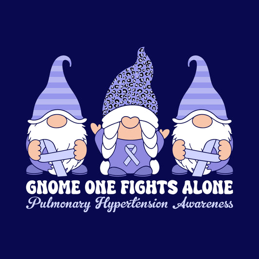 Gnome One Fight Alone Pulmonary Hypertension Awareness Purple Ribbon | PRODUCT CODE: GNMFGTHALW
