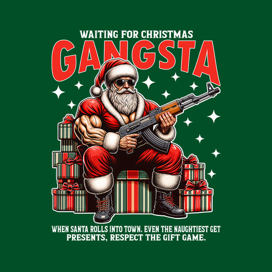 Gangsta Santa Christmas Buff Santa with AK-47 Edgy Xmas | PRODUCT CODE: GNSTCHRBFUAK