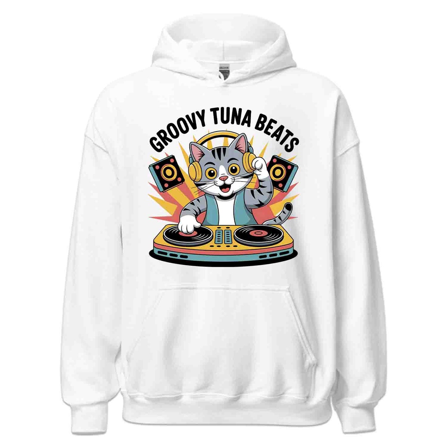 Groovy DJ Cat T-Shirt, Turntable Kitty Sweatshirt, EDM Music Hoodie | PRODUCT CODE: GRBVYKJSDN