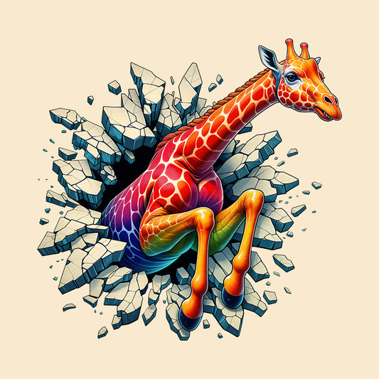 Giraffe Breaking Through Wall 3D Realistic Giraffe | PRODUCT CODE: GRFEIBRKWLD