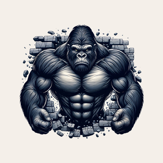 Gorilla Breaking Through Brick Wall Muscular Gorilla Smashing 3D Realistic Animal | PRODUCT CODE: GRLOBKNGOSNBE