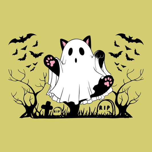 Halloween Ghost Cat & Creepy Bats | PRODUCT CODE: GSTCAHLWE