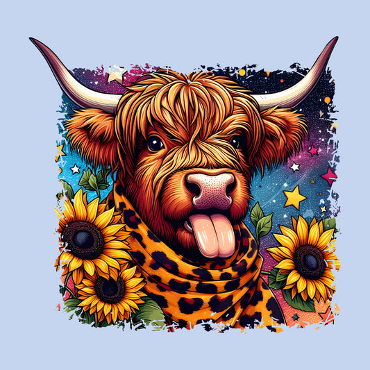 Highland Cow with Sunflowers Farm Animal | PRODUCT CODE: HGLNDACWOS