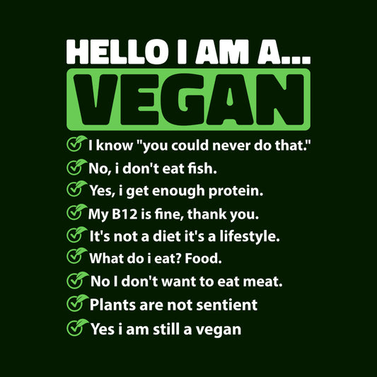 Hello I'm A Vegan Funny  Vegetarian Pride | PRODUCT CODE: HLOMAVGNAD