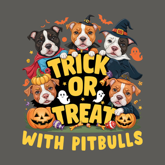 Trick Or Treat With Pitbulls Halloween Superheroes & Witches | PRODUCT CODE: HLWPTBLSUP