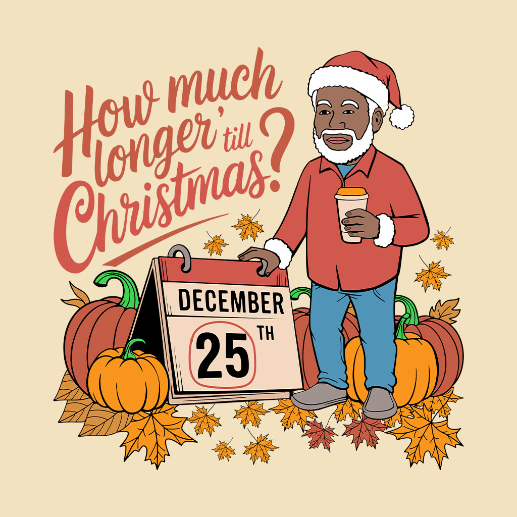 How Much Longer Till Christmas Xmas Black Santa with Coffee | PRODUCT CODE: HMCWLNGRXA
