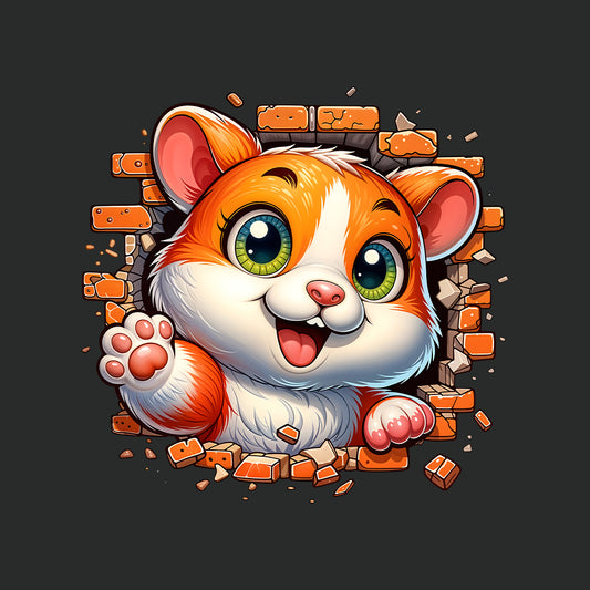 Hamster Breaking Through Brick Wall 3D Realistic Hamster | PRODUCT CODE: HMSBRKTHDEAN