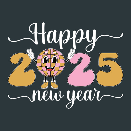 Happy New Year 2025 Disco Ball Mascot Joyful NYE | PRODUCT CODE: HNYRETWNDCIBL