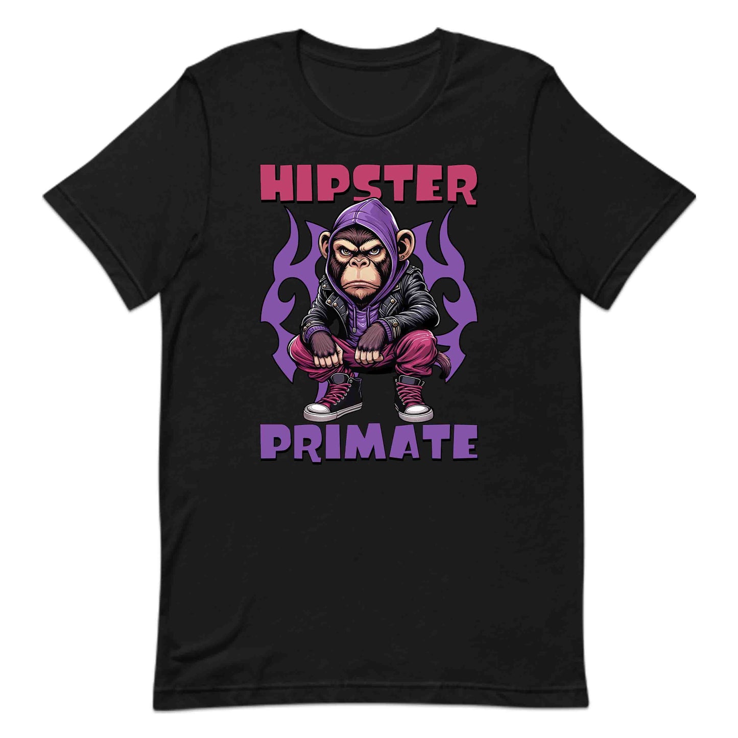 Hipster Primate Gorilla in Leather Jacket & Hoodie Iconic Urban Streetwear | PRODUCT CODE: HPSTRSWNTQYC
