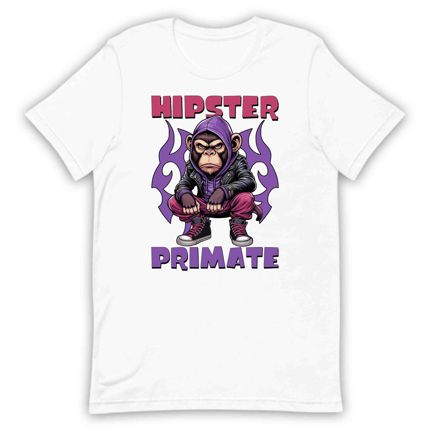 Hipster Primate Gorilla in Leather Jacket & Hoodie Iconic Urban Streetwear | PRODUCT CODE: HPSTRSWNTQYC