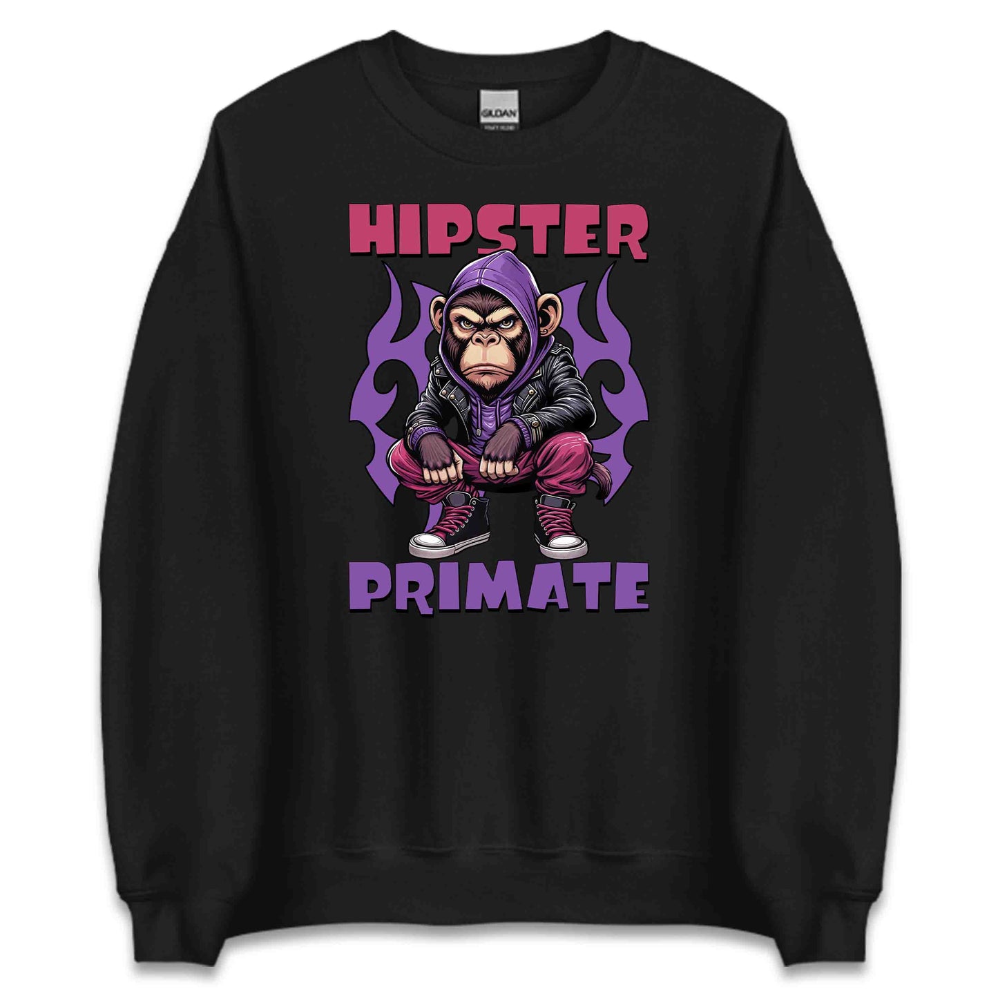 Hipster Primate Gorilla in Leather Jacket & Hoodie Iconic Urban Streetwear | PRODUCT CODE: HPSTRSWNTQYC