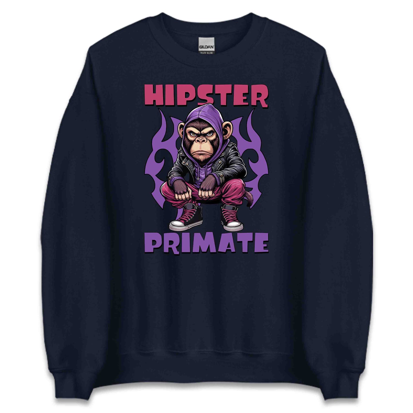 Hipster Primate Gorilla in Leather Jacket & Hoodie Iconic Urban Streetwear | PRODUCT CODE: HPSTRSWNTQYC