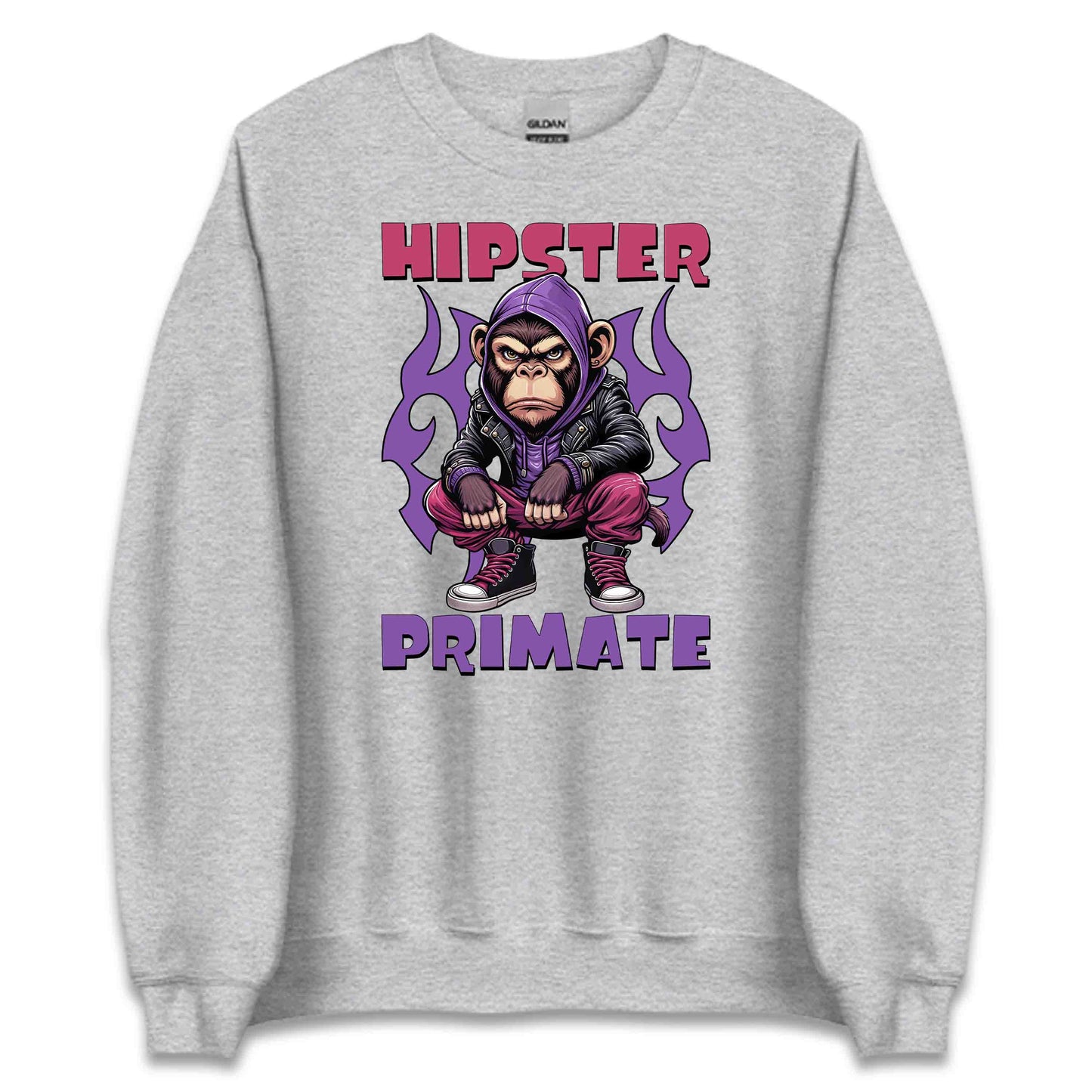 Hipster Primate Gorilla in Leather Jacket & Hoodie Iconic Urban Streetwear | PRODUCT CODE: HPSTRSWNTQYC