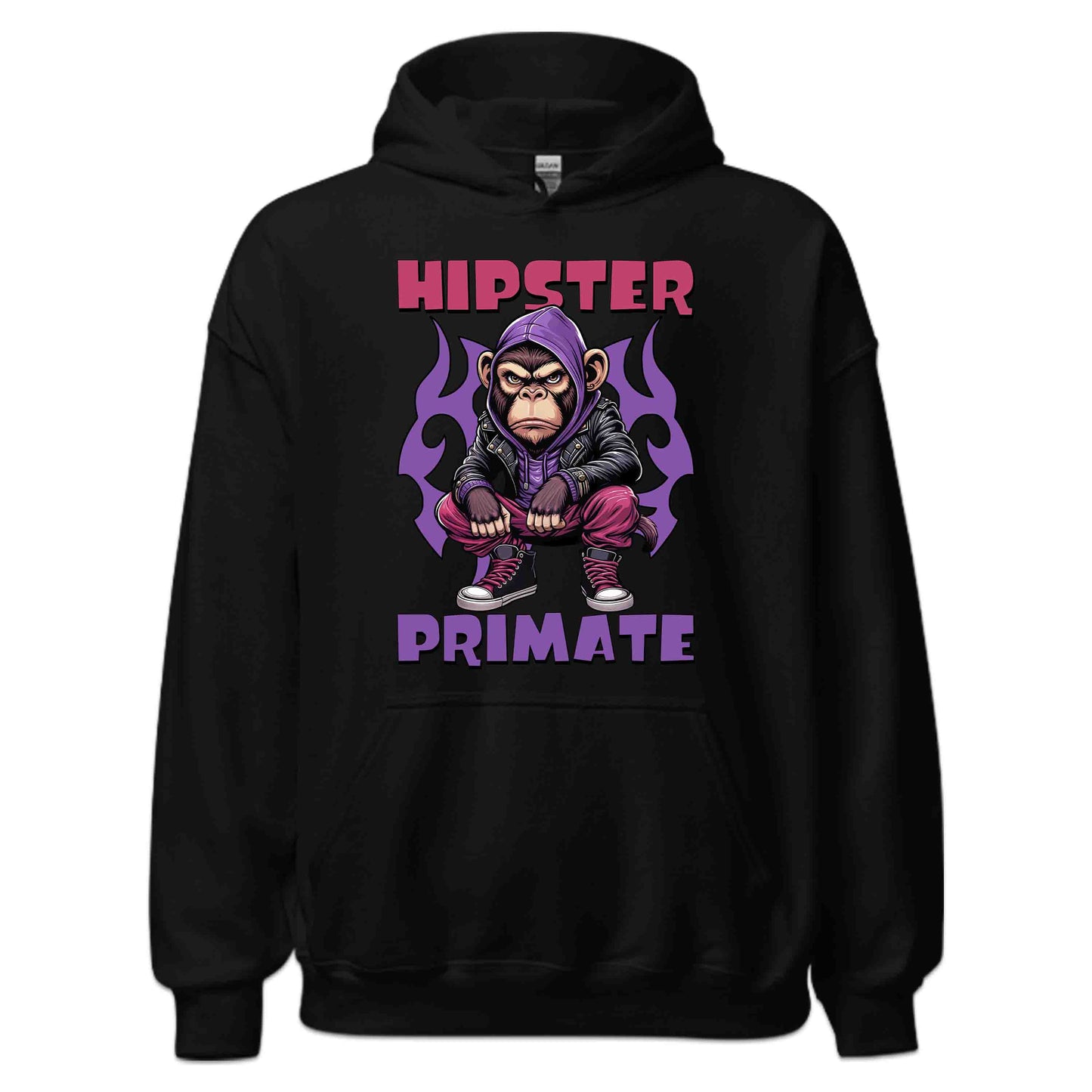 Hipster Primate Gorilla in Leather Jacket & Hoodie Iconic Urban Streetwear | PRODUCT CODE: HPSTRSWNTQYC
