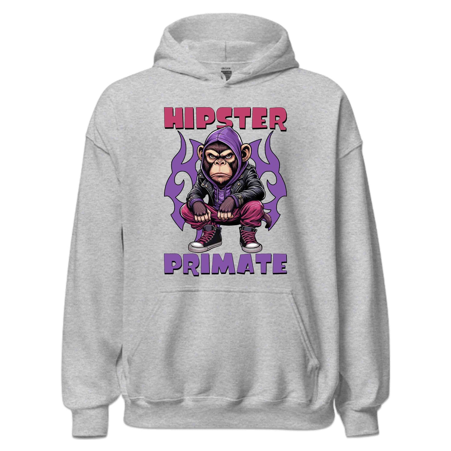 Hipster Primate Gorilla in Leather Jacket & Hoodie Iconic Urban Streetwear | PRODUCT CODE: HPSTRSWNTQYC