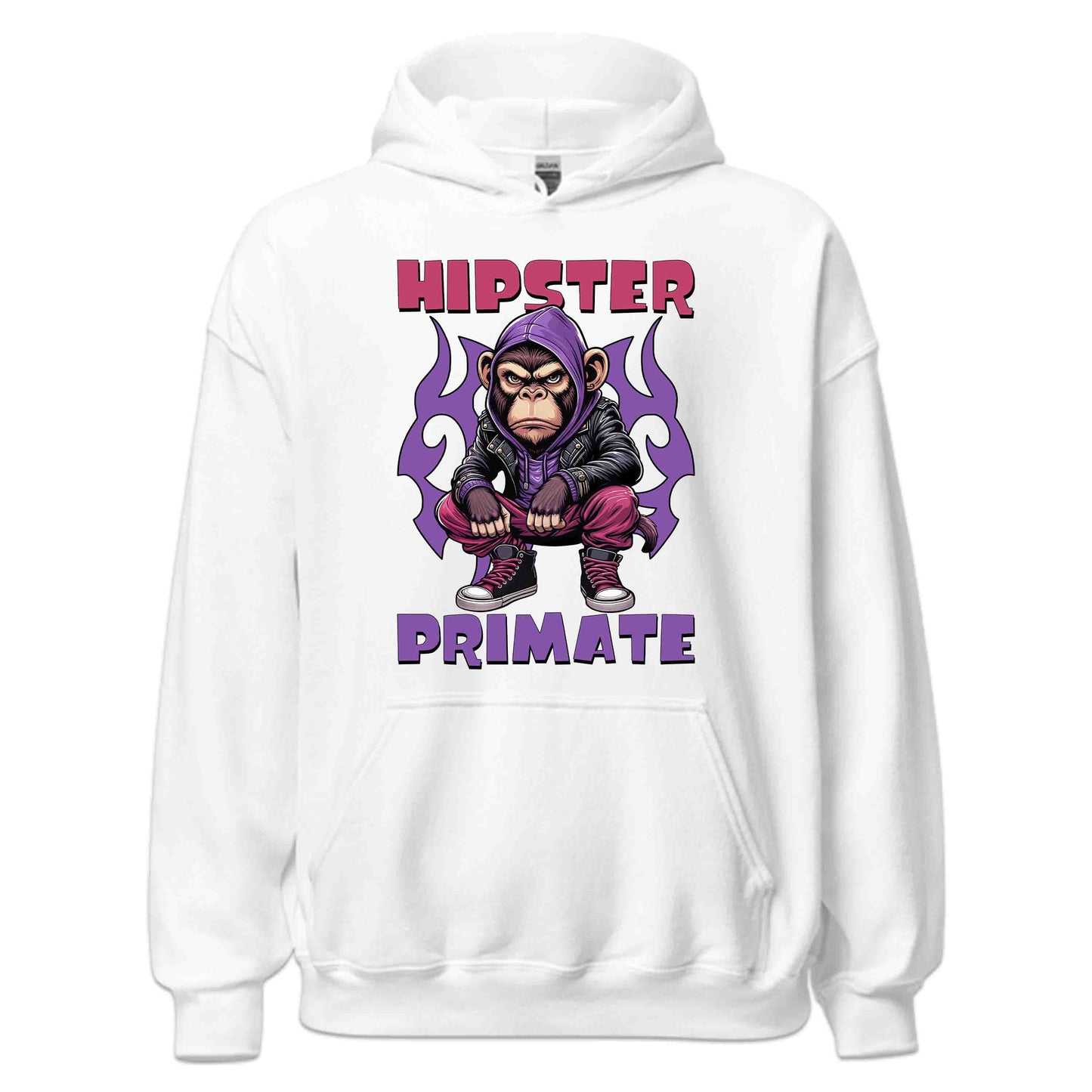 Hipster Primate Gorilla in Leather Jacket & Hoodie Iconic Urban Streetwear | PRODUCT CODE: HPSTRSWNTQYC
