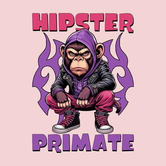 Hipster Primate Gorilla in Leather Jacket & Hoodie Iconic Urban Streetwear | PRODUCT CODE: HPSTRSWNTQYC