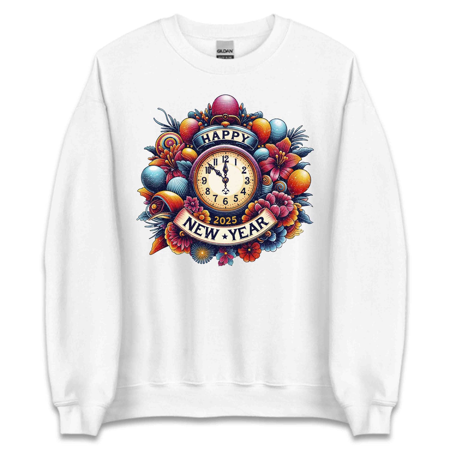 Happy New Year 2025 Vintage Countdown Retro Floral Clock NYE | PRODUCT CODE: HPYENWFVCUT