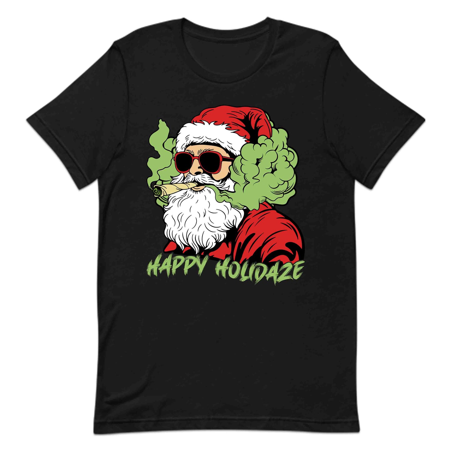 Happy Holidaze Santa Stoner Christmas Santa Smoking Weed Xmas Cannabis | PRODUCT CODE: HPYLDZRUNWED
