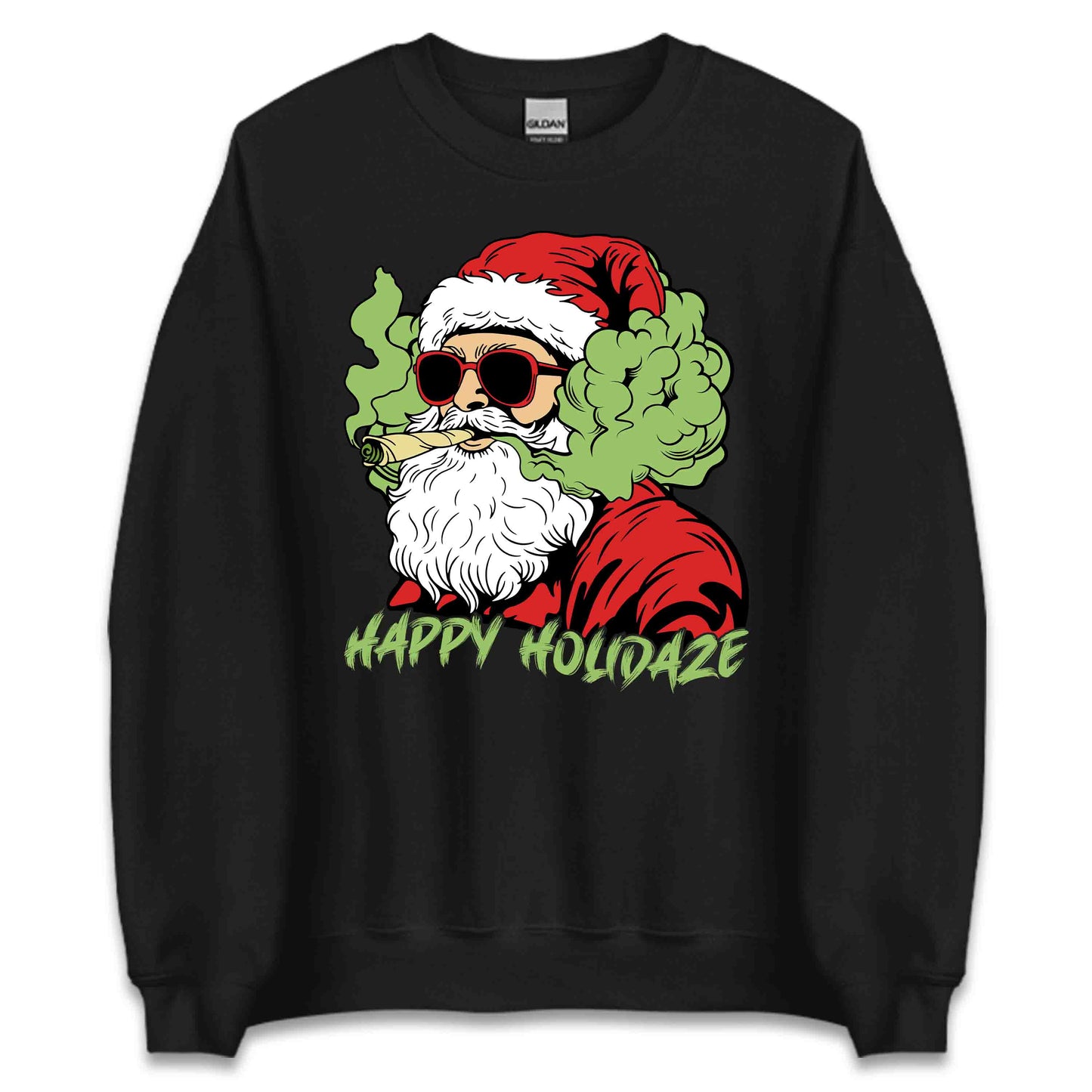 Happy Holidaze Santa Stoner Christmas Santa Smoking Weed Xmas Cannabis | PRODUCT CODE: HPYLDZRUNWED