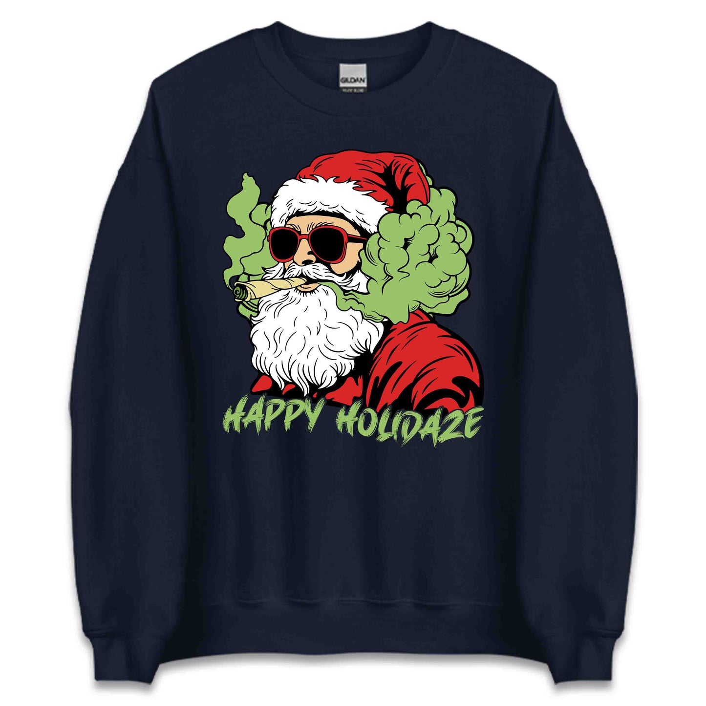 Happy Holidaze Santa Stoner Christmas Santa Smoking Weed Xmas Cannabis | PRODUCT CODE: HPYLDZRUNWED