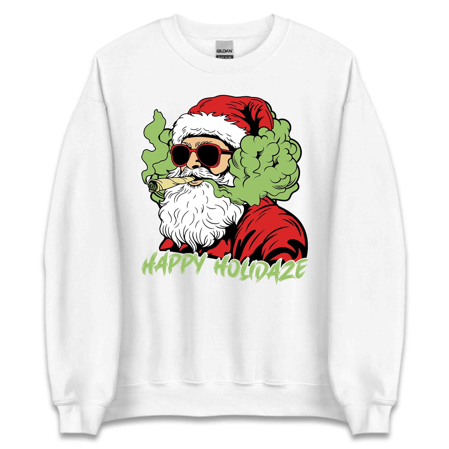 Happy Holidaze Santa Stoner Christmas Santa Smoking Weed Xmas Cannabis | PRODUCT CODE: HPYLDZRUNWED