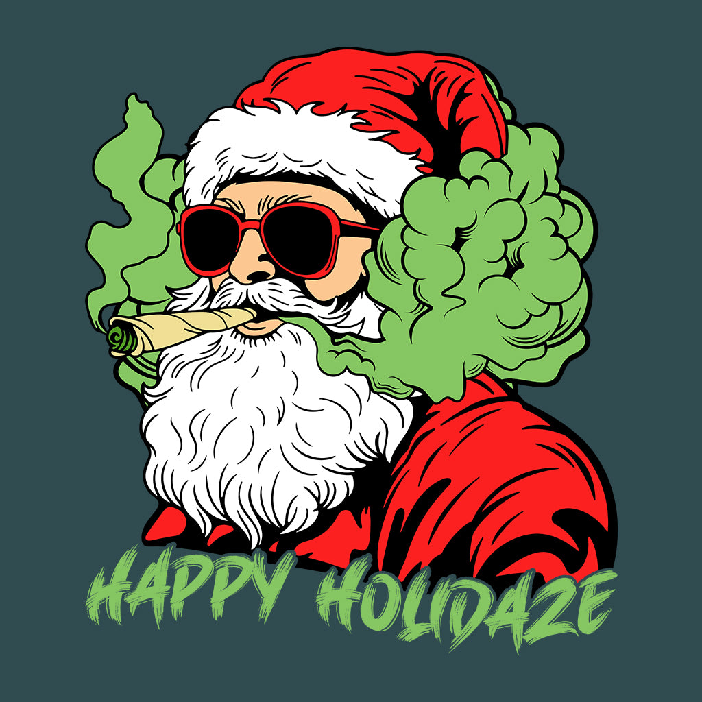 Happy Holidaze Santa Stoner Christmas Santa Smoking Weed Xmas Cannabis | PRODUCT CODE: HPYLDZRUNWED