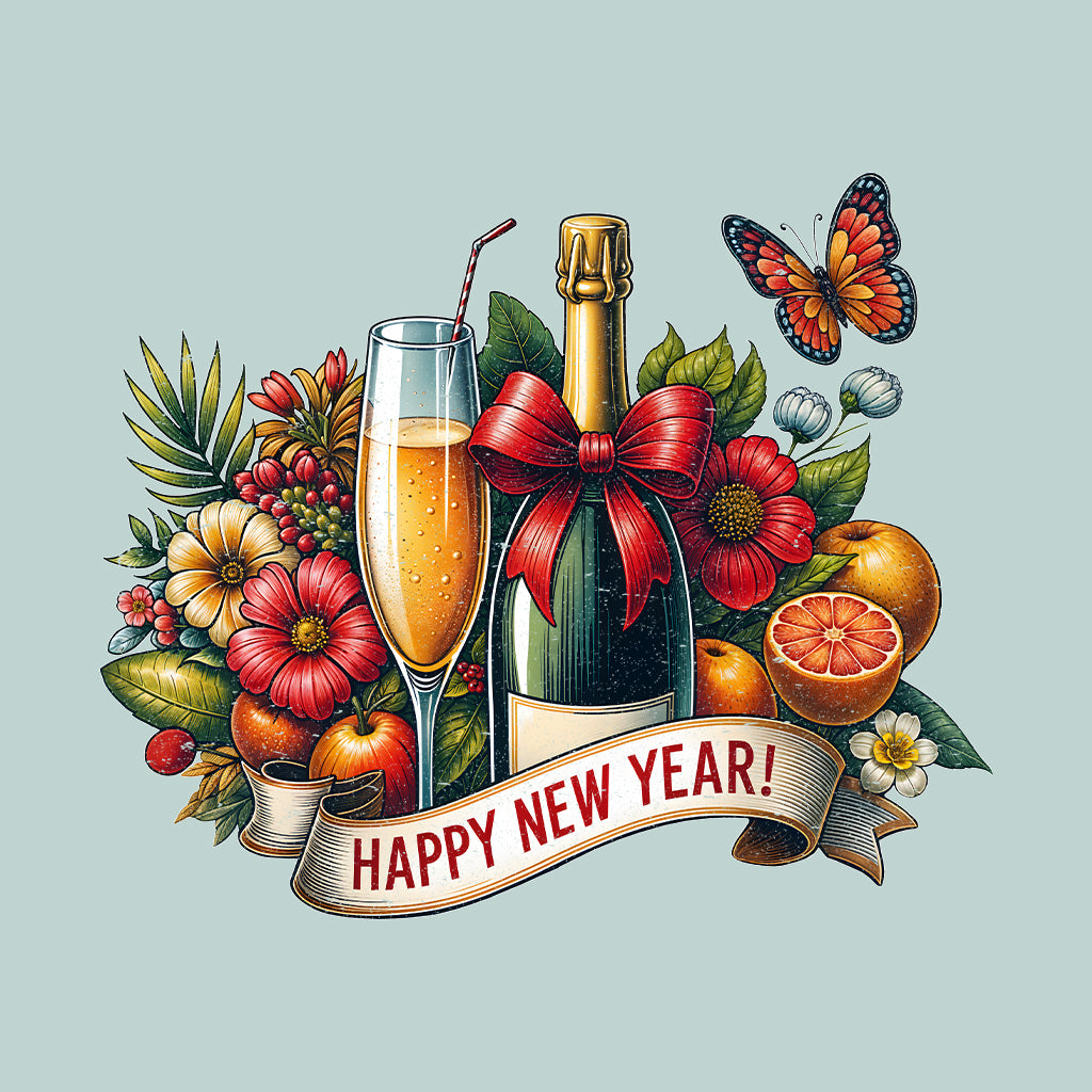 Happy New Year Champagne Butterfly Elegant NYE Celebration | PRODUCT CODE: HPYNCHMPNGBT
