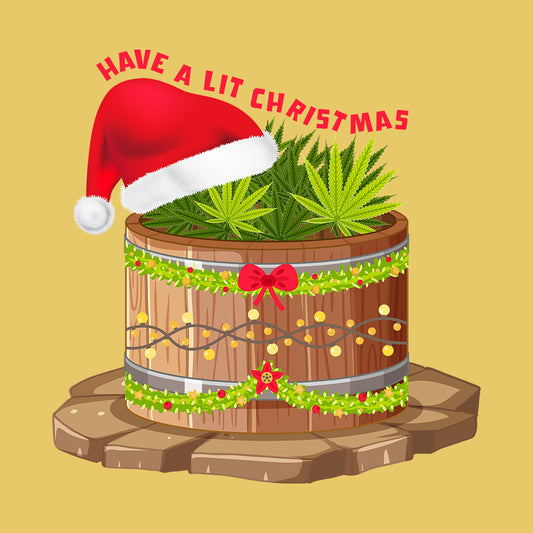 Have a Lit Christmas Cannabis Weed Xmas Funny Holiday Stoner | PRODUCT CODE: HVALTCHNBWD