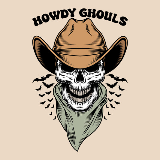 Howdy Ghouls Western Skull Cowboy Halloween |  PRODUCT CODE: HWDGLUSCW