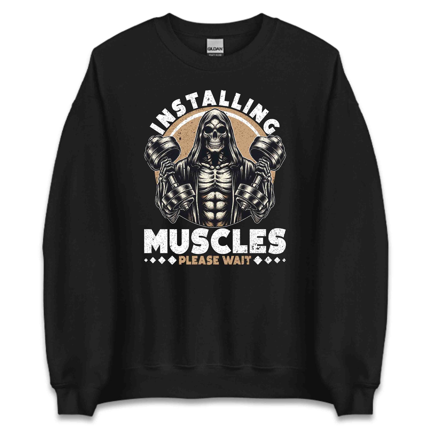 Installing Muscles Please Wait Gym Skeleton With Dumbbells | PRODUCT CODE: INSMULPESKND