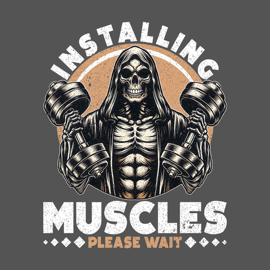 Installing Muscles Please Wait Gym Skeleton With Dumbbells | PRODUCT CODE: INSMULPESKND