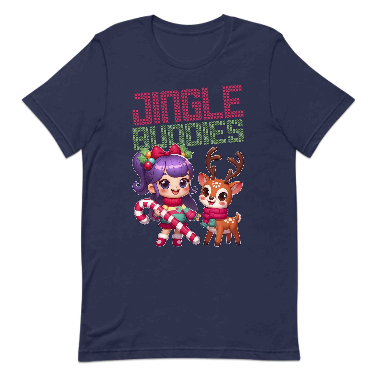 Ugly Christmas Jingle Buddies Kawaii Girl And Reindeer Candy Cane Xmas | PRODUCT CODE: JNLBDSEKWGR