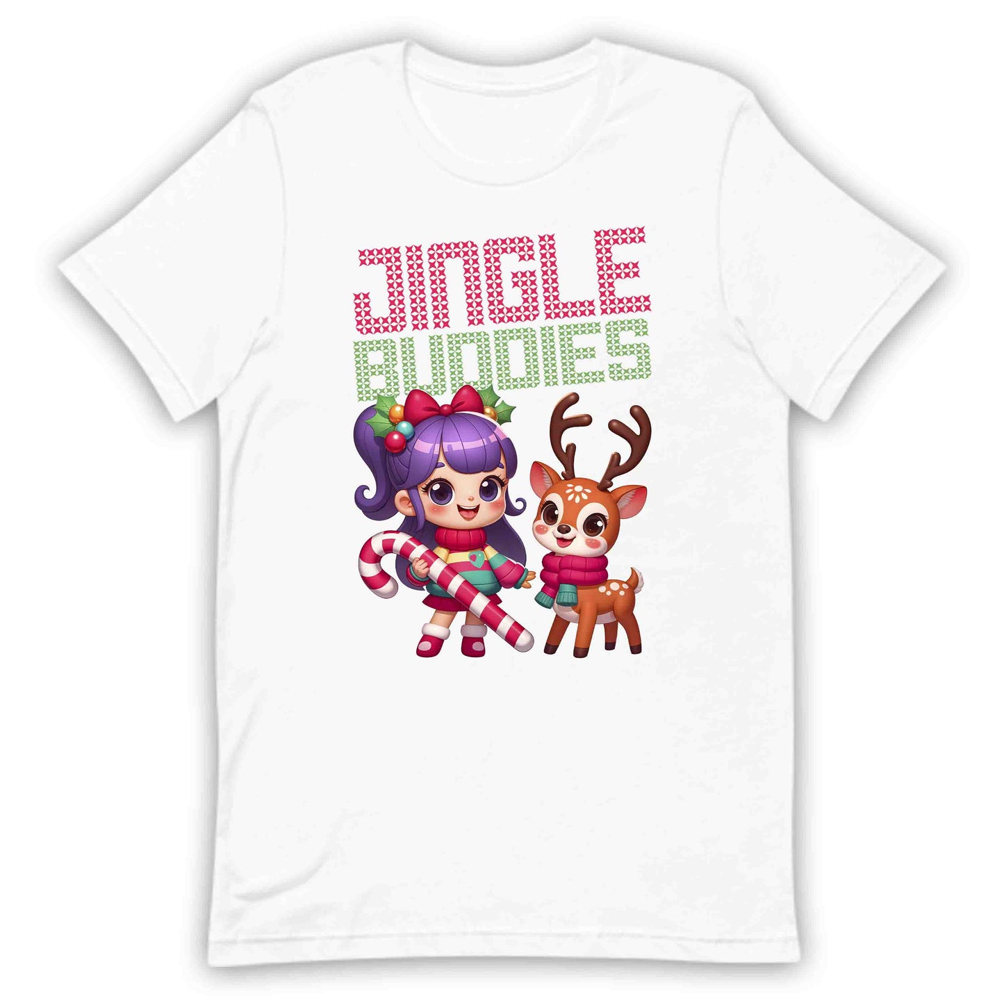 Ugly Christmas Jingle Buddies Kawaii Girl And Reindeer Candy Cane Xmas | PRODUCT CODE: JNLBDSEKWGR