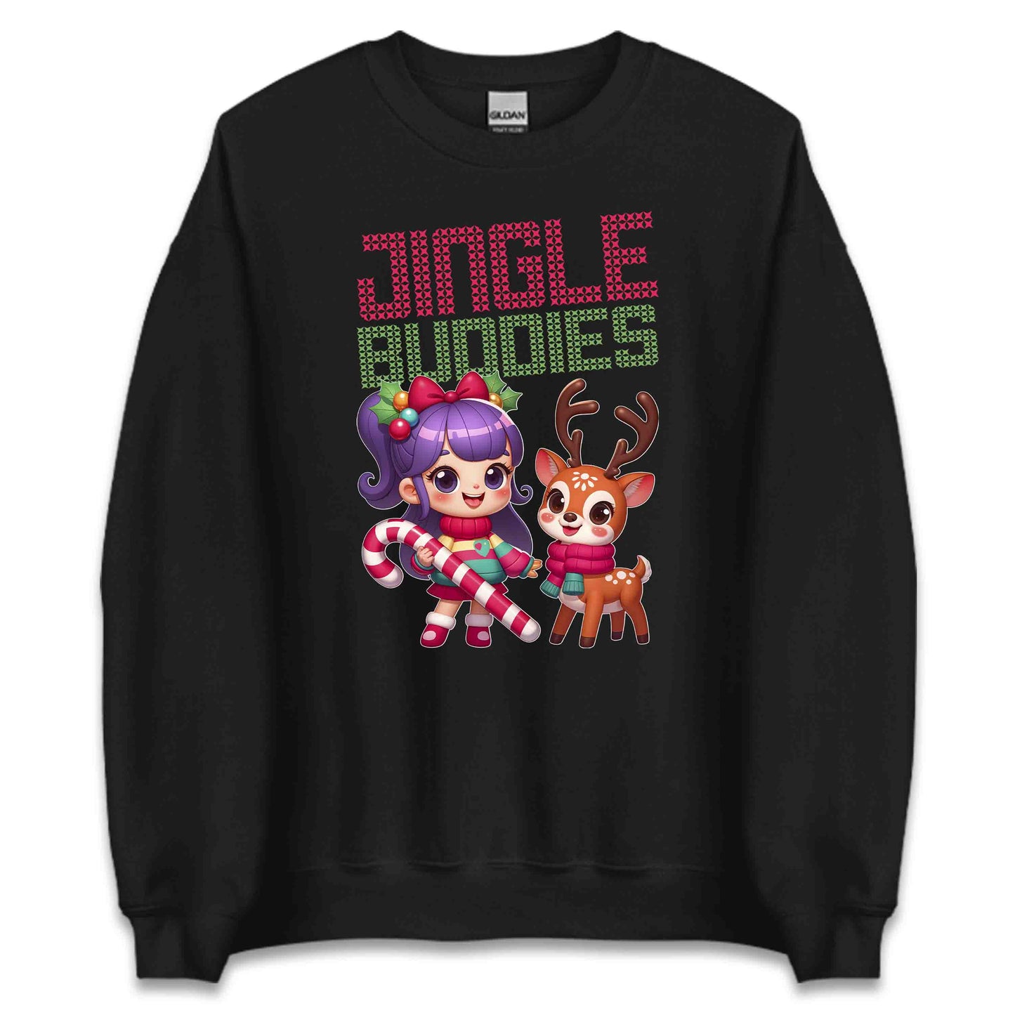Ugly Christmas Jingle Buddies Kawaii Girl And Reindeer Candy Cane Xmas | PRODUCT CODE: JNLBDSEKWGR