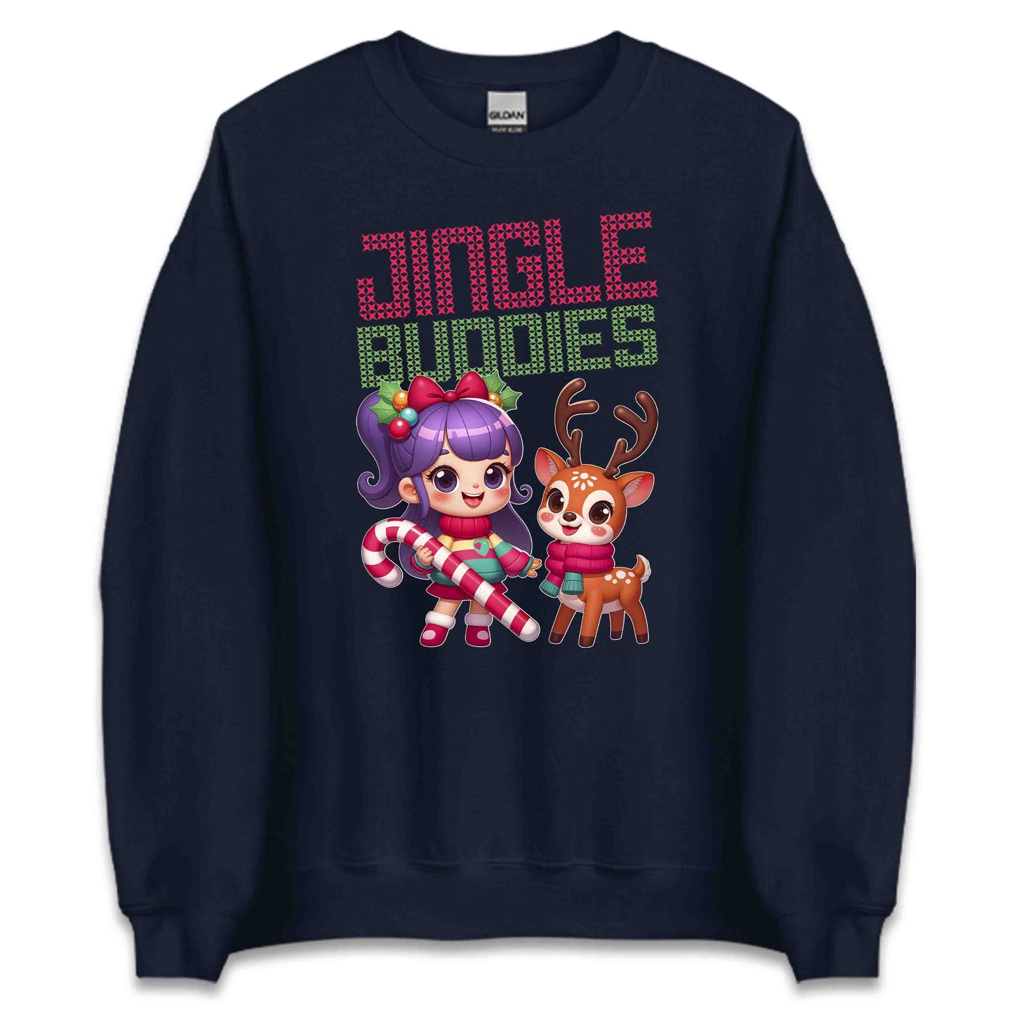 Ugly Christmas Jingle Buddies Kawaii Girl And Reindeer Candy Cane Xmas | PRODUCT CODE: JNLBDSEKWGR