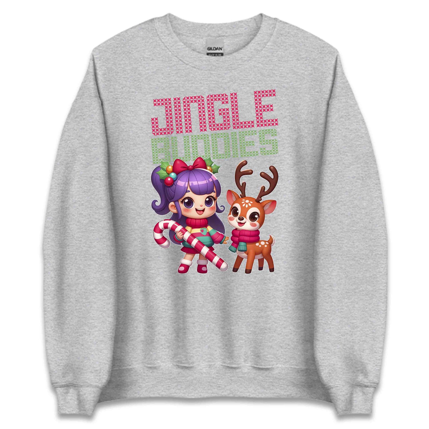 Ugly Christmas Jingle Buddies Kawaii Girl And Reindeer Candy Cane Xmas | PRODUCT CODE: JNLBDSEKWGR