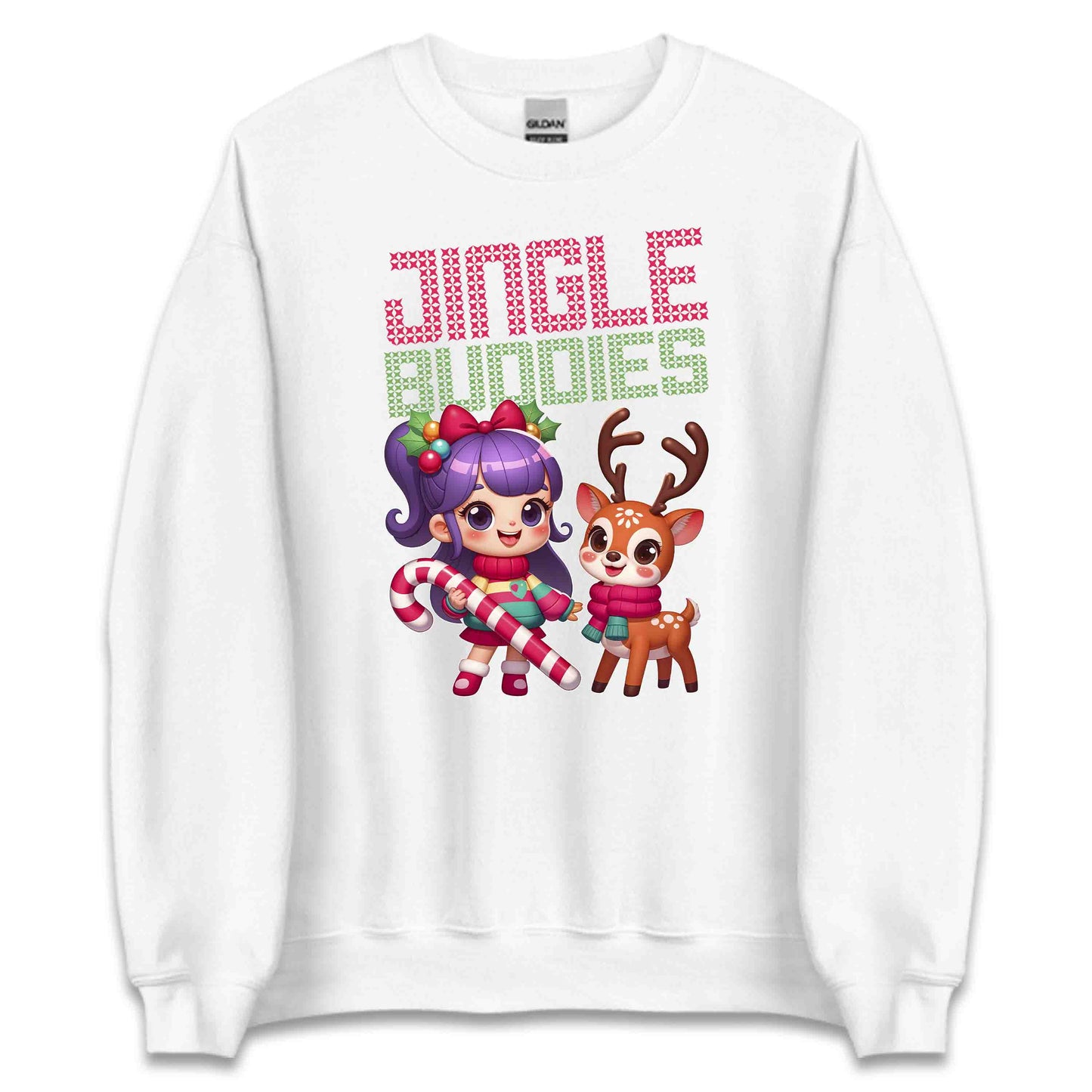 Ugly Christmas Jingle Buddies Kawaii Girl And Reindeer Candy Cane Xmas | PRODUCT CODE: JNLBDSEKWGR