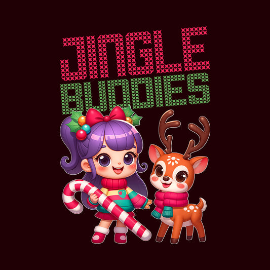 Ugly Christmas Jingle Buddies Kawaii Girl And Reindeer Candy Cane Xmas | PRODUCT CODE: JNLBDSEKWGR