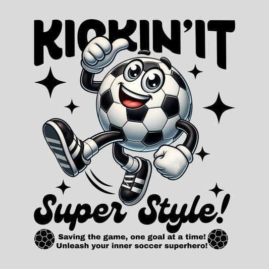 Funny Soccer Ball Character Kickin’ It Super Style Football Players | PRODUCT CODE: KCNTSPRUEYTL