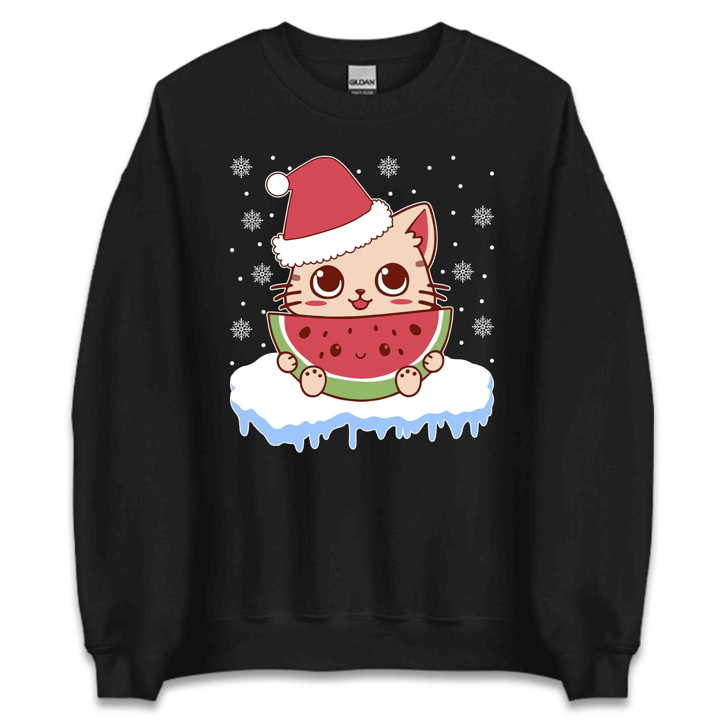Christmas Kitten Eating Watermelon Cute Cat Xmas | PRODUCT CODE: KTNEWRMLCAS