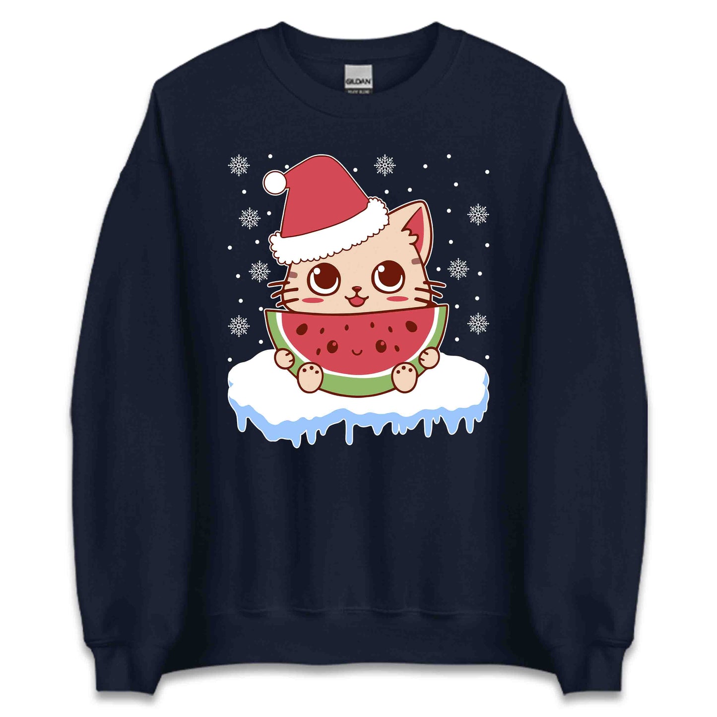 Christmas Kitten Eating Watermelon Cute Cat Xmas | PRODUCT CODE: KTNEWRMLCAS