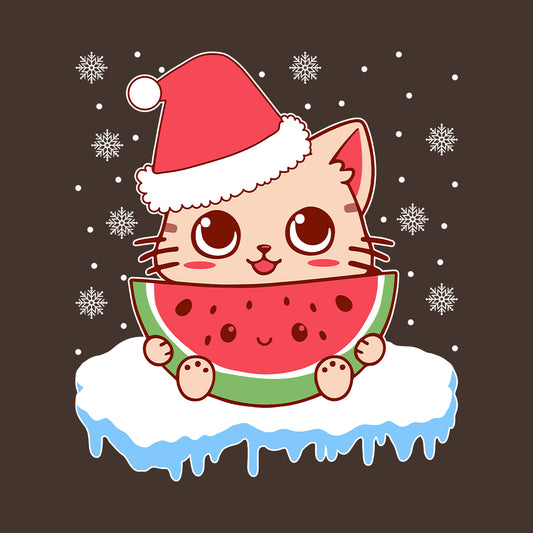Christmas Kitten Eating Watermelon Cute Cat Xmas | PRODUCT CODE: KTNEWRMLCAS