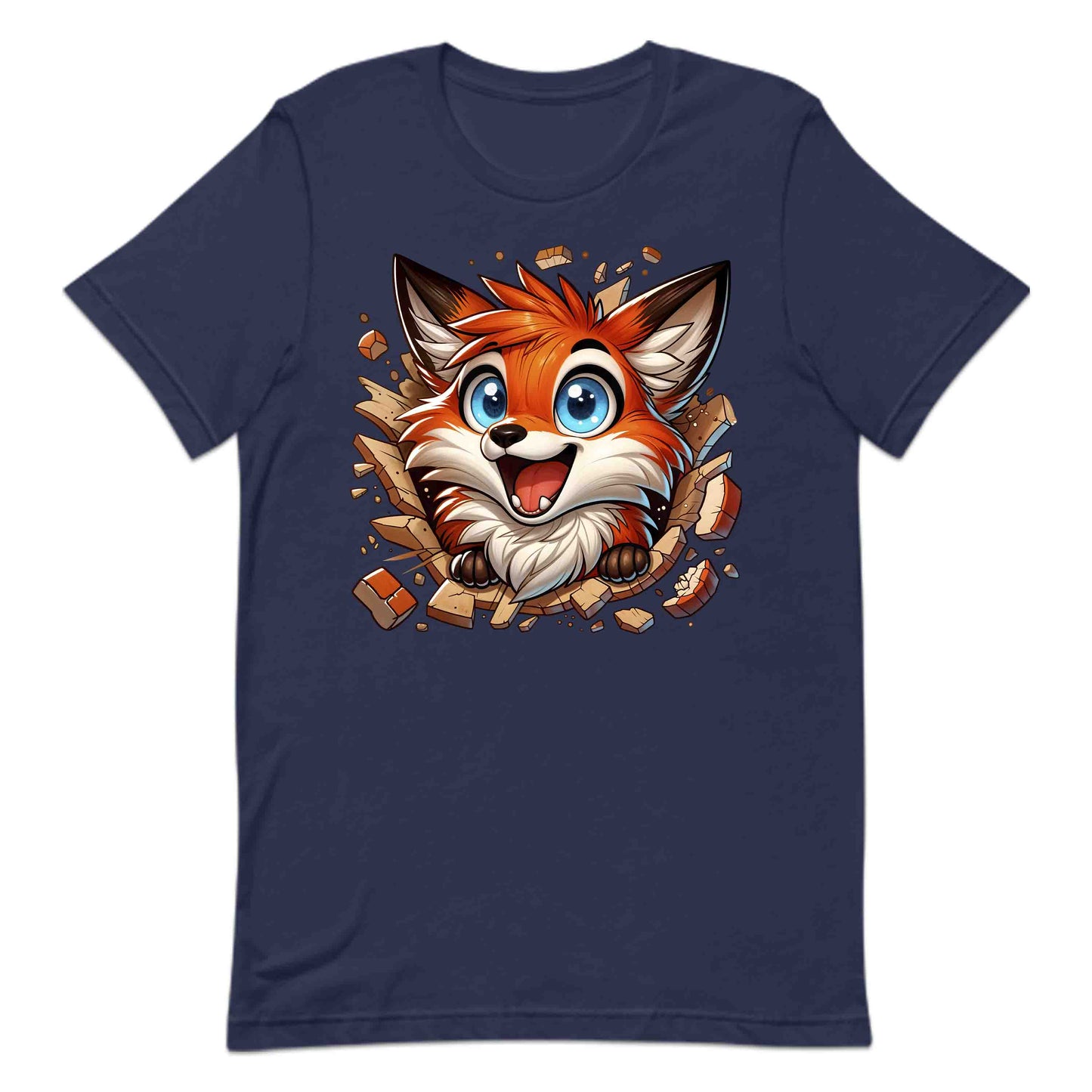 Kawaii Fox Breaking Through Brick Wall 3D Realistic Blue-Eyed Happy Fox | PRODUCT CODE: KWAFXOBRKNF